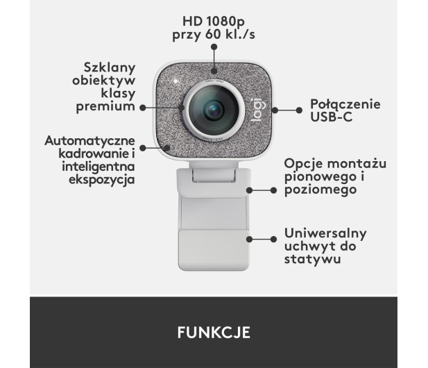 Logitech StreamCam Biały - 577266 - zdjęcie 11